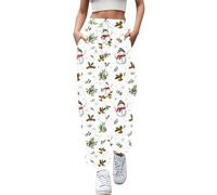 Pantalon Femme Chic Et Elegant,Pantalon de Jogging décontracté Femme Haute Taille avec Cordons élastiques imprimés et Douceur pour Un Usage Quotidien - Confort Doux et Coupe Tendance (White, L)