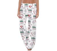 Pantalon Femme Chic Et Elegant,Pantalon de Pyjama imprimé Festif, Doux et Confortable en Flanelle pour Un Confort Optimal Pendant Les fêtes