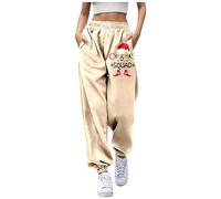 Pantalon Femme Chic Et Elegant,Pantalon décontracté Femme à Coupe Ample et Taille Haute avec Poches Pratiques et Cordon Ajustable Style Cargo Polyvalent pour Un Quotidien et Confortable (Beige, L)