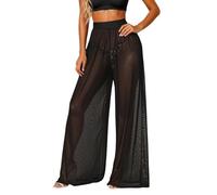 Pantalon Femme Décontracté Catégorie de Pantalons décontractés féminins | Titre du Pantalon Long Ample Transparent pour Femmes Plage et liberté Fluide et pour Vacances (Black, M)