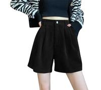 Pantalon Femme Décroche - Pantalon Décontracté Femmes Pantacourt Moelleuse Corsaire Couleur Pure Pant Confortable Short avec Bouton Pant Respirant Pants en Velours Côtelé Pantacourt