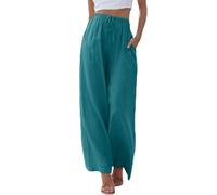 Pantalon Femme en Lin Décontractés Jogging Légers Casual Taille élastique De Travail Fluide Et Large Été Coton avec Poches Causal Confortable Jambe Droite