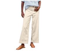 Pantalon Femme En Lin D'éTé LéGer Et Respirant - Coupe Ample Style Palazzo Avec Taille éLastique Haute Confortable - IdéAl Pour Tenue DéContractéE Chic, Vacances à La Plage Ou Sorties Estivales