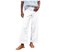 Pantalon Femme En Lin D'éTé LéGer Et Respirant - Coupe Ample Style Palazzo Avec Taille éLastique Haute Confortable - IdéAl Pour Tenue DéContractéE Chic, Vacances à La Plage Ou Sorties Estivales