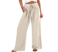 Pantalon Femme en Lin Ou Coton Poche Printemps Plage Travail Casual éTé Chic Pants DéContractéE Elegant éLéGant Couleur Unie D'éTé Vetement Ample Haute Fluide LéGer Costume
