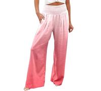 Pantalon Femme Ete Chic Et Elegant Lin Elastique Pantacourt Grande Taille Ensemble Gaze De Coton Haute Léger Avec Poches Fluide Large Mode Beige Pants Jambe Ample Droit Décontractée Été Vêtements Past