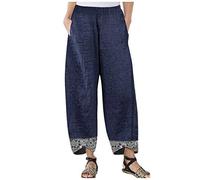 Pantalon Femme Été Coton Lin - Leg Linen Pants Taille Casual Irrégulier Lâche Large Élastique Coton Femmes Imprimer Pantalon Leggings Original