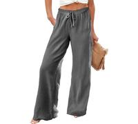 Pantalon Femme Ete Fluide Palazzo Survêtement Vichy Tunique Lot Basse Infirmiere Baggy Mes Commandes Passées Rayé Elegant Ventre Plat Patte Tenues Élégante Gris M