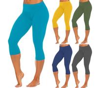 Pantalon Femme Été Léger 3/4 Legging Yoga Femme Taille Haute Pantalons Cargo Polyester Pant Couleur Unie Pants Amaigrissant Leggings Butt Lift Pantacourt Sport Pantacourts Confortable Tenue