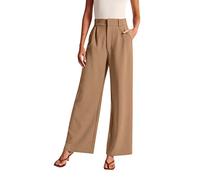 Pantalon Femme Été Palazzo Ensemble Et Haut Fluide En Lin Taille Elastique Tailleur Pour Mariage Grande Ample Haute Travail Chic Large Tailleurs-Pantalons Vetement Elegant Décontracté,1-Kaki,3XL