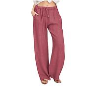 Pantalon Femme Fluide Été Gaze De Coton Taille Elastique Haute Élastique Léger Printemps Yoga Solide Couleur Casual Large Pantacourt Grande Jupe Culotte Longueur Pants Chic Et Elegant Avec Poches Past