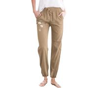 Pantalon Femme Fluide Été Léger Décontracté Pantalon décontracté Femme avec Cordon de Serrage Style Confortable pour intérieur et extérieur Coupe Polyvalente pour Quotidien chez soi et(Khaki, XXL)