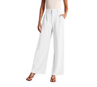 Pantalon Femme Fluide Été Vetement Chic Leger Ete Grande Taille Ensemble Et Haut Tailleurs-Pantalons Tailleur Pour Mariage Tenues Élégante Travail Décontracté Elastique De Large,#2-Blanc,4XL