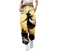 Pantalon Femme Grande Taille, Deguisement Adulte Femme Grande Taille Pantalon Jogging Large Taille Haute Pantalon De Détente Imprimé Floral Halloween Pants Confortable À Cordon De Serrage