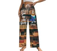 Pantalon Femme Grande Taille Juste Une Fille Qui Aime Les Livres Pantalon de Pyjama Amoureux des Livres pour Femmes Fille Amoureuse de la Lecture Vêtements Nuit(Coffee,S)