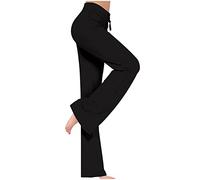 Pantalon Femme Grande Taille Pantalon de Yoga Évasé Taille Haute Imperméable Opaque Contrôle du Ventre Slim Fit Leggings Pantalon de Sport Sweatpants Fitness avec Poches