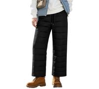 Pantalon Femme Hiver Jambe Large Doudoune Chaude Coupe-Vent Matelassée | Tissu matelassé chaud, taille élastique, coupe-vent, jambe large, parfait pour hiver en extérieur