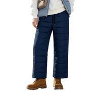 Pantalon Femme Hiver Jambe Large Doudoune Chaude Coupe-Vent Matelassée | Tissu matelassé chaud, taille élastique, coupe-vent, jambe large, parfait pour hiver en extérieur