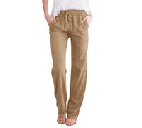 Pantalon Femme Lin Fluide D'été Longueur Pants Coton Et Lin Mode Sweatpants Chic Et Elegant Couleur Unie Survêtement Taille Élastique Relax Fit Pas Cher Training Pantalons