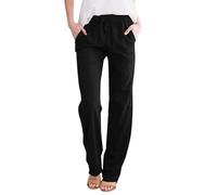 Pantalon Femme Lin Fluide D'été Longueur Pants Coton Et Lin Mode Sweatpants Chic Et Elegant Couleur Unie Survêtement Taille Élastique Relax Fit Pas Cher Training Pantalons