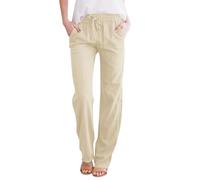 Pantalon Femme Lin Fluide D'été Longueur Pants Coton Et Lin Mode Sweatpants Chic Et Elegant Couleur Unie Survêtement Taille Élastique Relax Fit Pas Cher Training Pantalons
