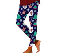 Pantalon Femme Noël Leggings Sport Hiver Legging De pour Motif Lutin Femmes Anti Cellulite Grande Taille Gainant Neige Fleur Élastique Mode Élégant Vert-b XXL