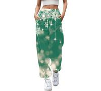 Pantalon Femme,Pantalon décontracté Femme à Taille Haute avec Cordon élastique et imprimé habillez Votre Quotidien avec Confort et Douceur Pantalon de survêtement Polyvalent (Green, L)