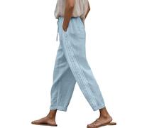 Pantalon Femme Pantalon Lin Femme Droit De Travail Ample Fluide Corsaire Sarouel Léger Été Jogging Grande Taille Portefeuille A Nouer Indien Leger Ete Solide Pas Cher Chanvre 2XL Pantacourt Coton