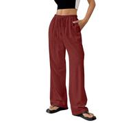 Pantalon Femme Printemps-éTé LéGer en Coton Lin Uni avec Poches - Taille Haute Coupe Droite - Confortable Respirant - VêTement DéContracté éLéGant - IdéAl pour Bureau, Voyage Ou Quotidien