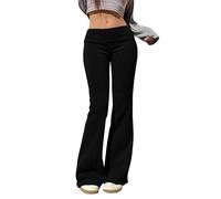 Pantalon Femme Taille Basse- Pantalon Patte D'Elephant éVasé Chaud DéContracté Couleur Unie Nettoyage Chaud Et Ajusté Jusqu Sol Pants en Tissu LéGer éLastique Et Confortable Nouveau