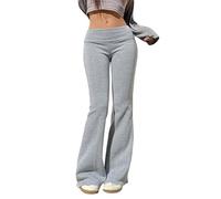 Pantalon Femme Taille Basse- Pantalon Patte D'Elephant éVasé Chaud DéContracté Couleur Unie Nettoyage Chaud Et Ajusté Jusqu Sol Pants en Tissu LéGer éLastique Et Confortable Nouveau
