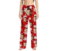 Pantalon Femme Taille Elastique,Pantalon décontracté imprimé Noël pour Femme - Tenue Polyvalente et Tendance idéal pour Les activités Quotidiennes et Les Sorties Professionnelles (Red, XXL)