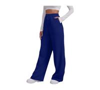 Pantalon Femme Taille Élastique Pantalon Jogging Femme en Coton De Sport Chic Élastique Taille Haute avec Poche Pantalons Droit À Coupe Large Training Yoga Et Fitness