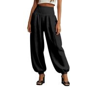 Pantalon Femme Taille Haute Large Fluide Décontracté Coupe Bouffante Couleur Unie avec Style Casual Moderne Confortable pour Sortie Voyage