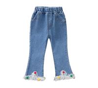 Pantalon Fille été Printemps léger Jeans pour Filles, Pantalons évasés élastiques, Pantalons décontractés pour Filles, Nouvelle Printemps et Automne 2024