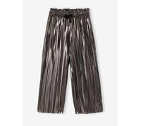 Pantalon fille large lamé plissé argent 8A