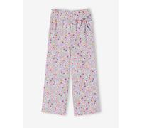 Pantalon fille large motifs fleurs vanille 3A
