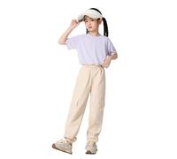 Pantalon Fille léger été Vacances Pantalon Cargo pour Filles et garçons, Pantalon de Jogging Cargo décontracté à Taille élastique avec Poches