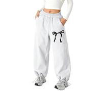 Pantalon Fille - Pantalon de Jogging Ample pour Fille avec nœud léger et fuselé vêtement athlétique Confortable à Poches cordonnées pour activités décontractées