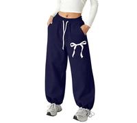 Pantalon Fille - Pantalon de Jogging Ample pour Fille avec nœud léger et fuselé vêtement athlétique Confortable à Poches cordonnées pour activités décontractées