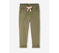 Pantalon fille style paperbag Lyocell fluide kaki 10A