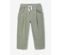 VERTBAUDET Pantalon Fille Velours Forme Loose Coton Vert de Gris 12A