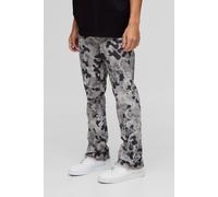 Pantalon flare à empiècement contrastant à imprimé camouflage homme - gris - 28, gris