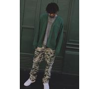 Pantalon flare skinny à bords bruts et imprimé camouflage homme - XS, camo