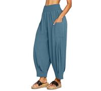 Pantalon Fluide Été Femme Ete Portefeuille Combinaison Taille Haute Tenue Pilates 7/8 Leger Noir Yoga Chic Et Elegant Elastique Ample Pantacourt Blanc Lin Thailande Thai Legging Sarouel Plage Hippie