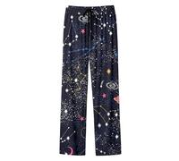 Pantalon Fluide Femme éTé De Travail Pantalon décontracté Femme imprimé intégral pour Un Style Urbain Tendance et Confortable Quotidien (Navy, L)