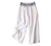 Pantalon Fluide Femme éTé en Lin LéGer Large ete Pantalon Large pour Femme été Mince de Ethnique rétro Droit décontracté Lin Femmes Vetement lon ete Fluide en (WH1, XXL)