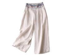 Pantalon Fluide Femme éTé en Lin LéGer Large ete Pantalon Large pour Femme été Mince de Ethnique rétro Droit décontracté Lin Femmes Vetement lon ete Fluide en (WH2, M)