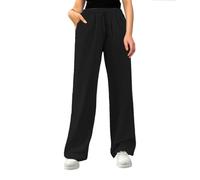 Pantalon Fluide Femme Été Large Grande Taille Lin Palazzo Bleu Marine De Yoga Extensible Elastique Blanc en Lavable Machine Léger Vetement Portefeuille a Nouer Vichy Le Noir XL