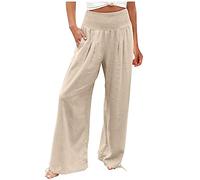 Pantalon Fluide Femme Été Leger Pantacourt Fluide Jogging Été Chic Et Elegant Droit Pants Casual Vetement Femme Commandes en Cours Kaki M